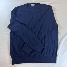 Phenix Men's V-Neck 100 Cashmere Sweater XL Navy Blue