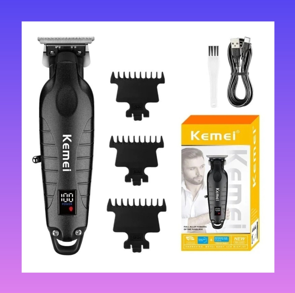Kemei 2293 Cordless Hair Trimmer – 0mm Zero Gapped, Pro Carving