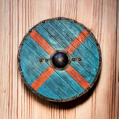 Wooden Viking Shield 24'' Round Shield For Wall Art Cosplay Roleplay Viking Gift