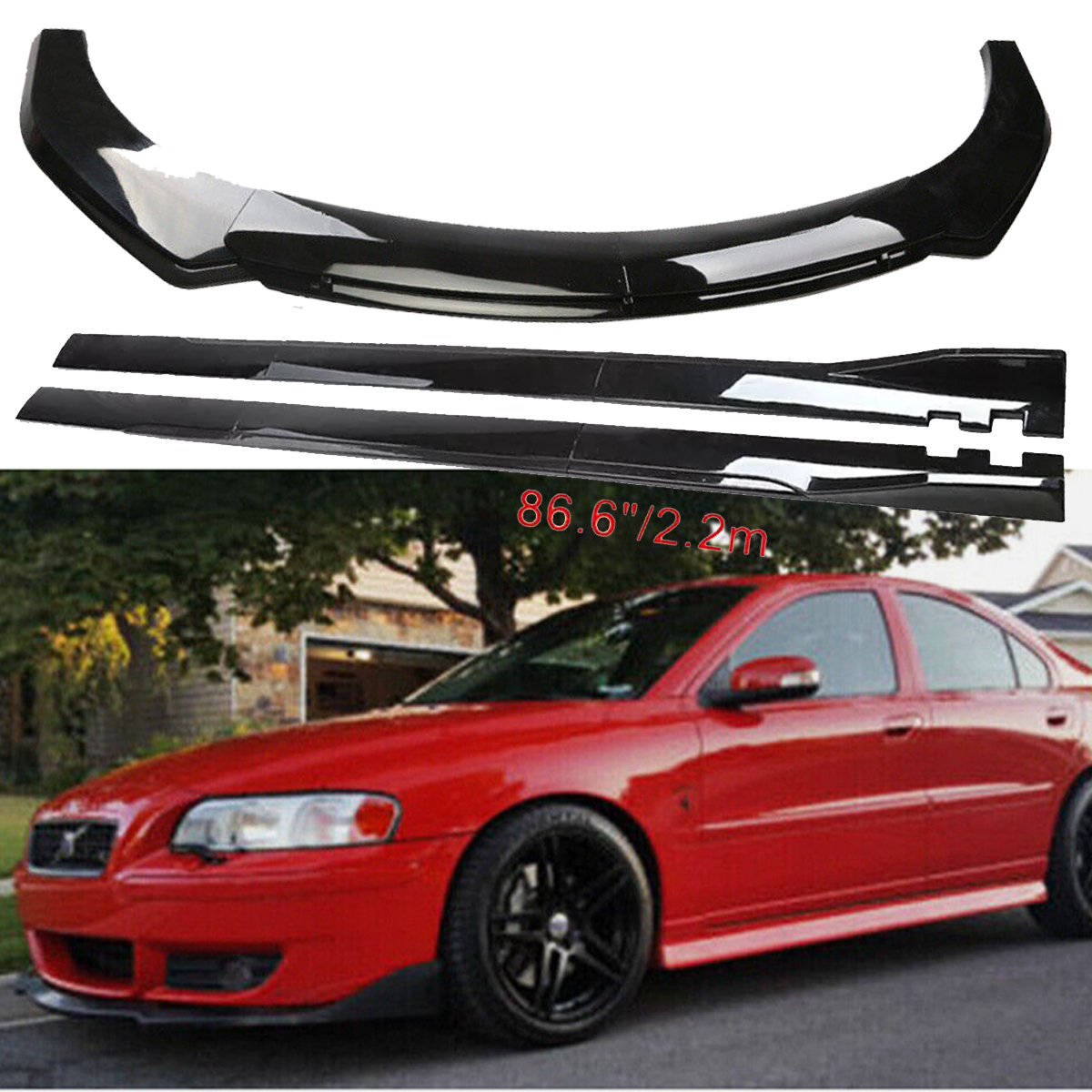 Glossy Black Front Bumper Lip Splitter for Volvo S40 S60 S70 S80
