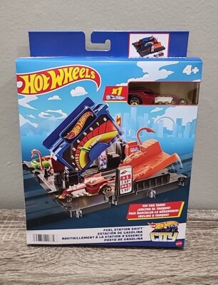 NEW MATTEL HOT WHEELS CITY FUEL STATION SHIFT PLAY SET 1 VEHICLE HKX45
