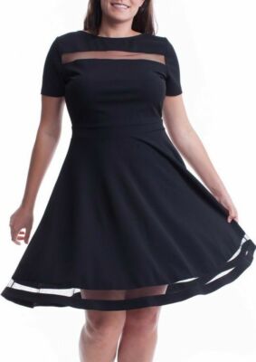 Plus Size Black Mesh Stripe Fit and Flare Bodycon Skater Dress XL 1X | eBay
