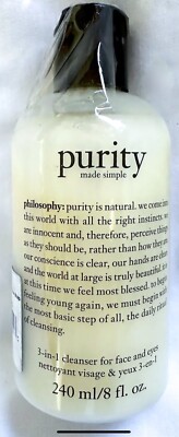PHILOSOPHY Purity Made Simple NEW 3 In 1 Face Facial Eyes Cleanser 8 oz Sealed