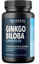 Ginkgo Biloba Supplement, Supports Brain Health, Memory  Focus, 60 Capsules