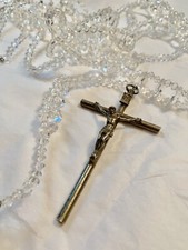 Authentic Wedding Lasso/Rosary/Made w/Crystal Beads  Silver Cross - Mexico Made