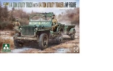 Takom 1/35 US 1/4-ton Utility Truck 1/4-ton Utility Trailer & MP Fig #2126 📌USA