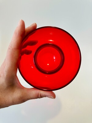 Vintage Guzzini Happy Hour Eierbecher transparent rot