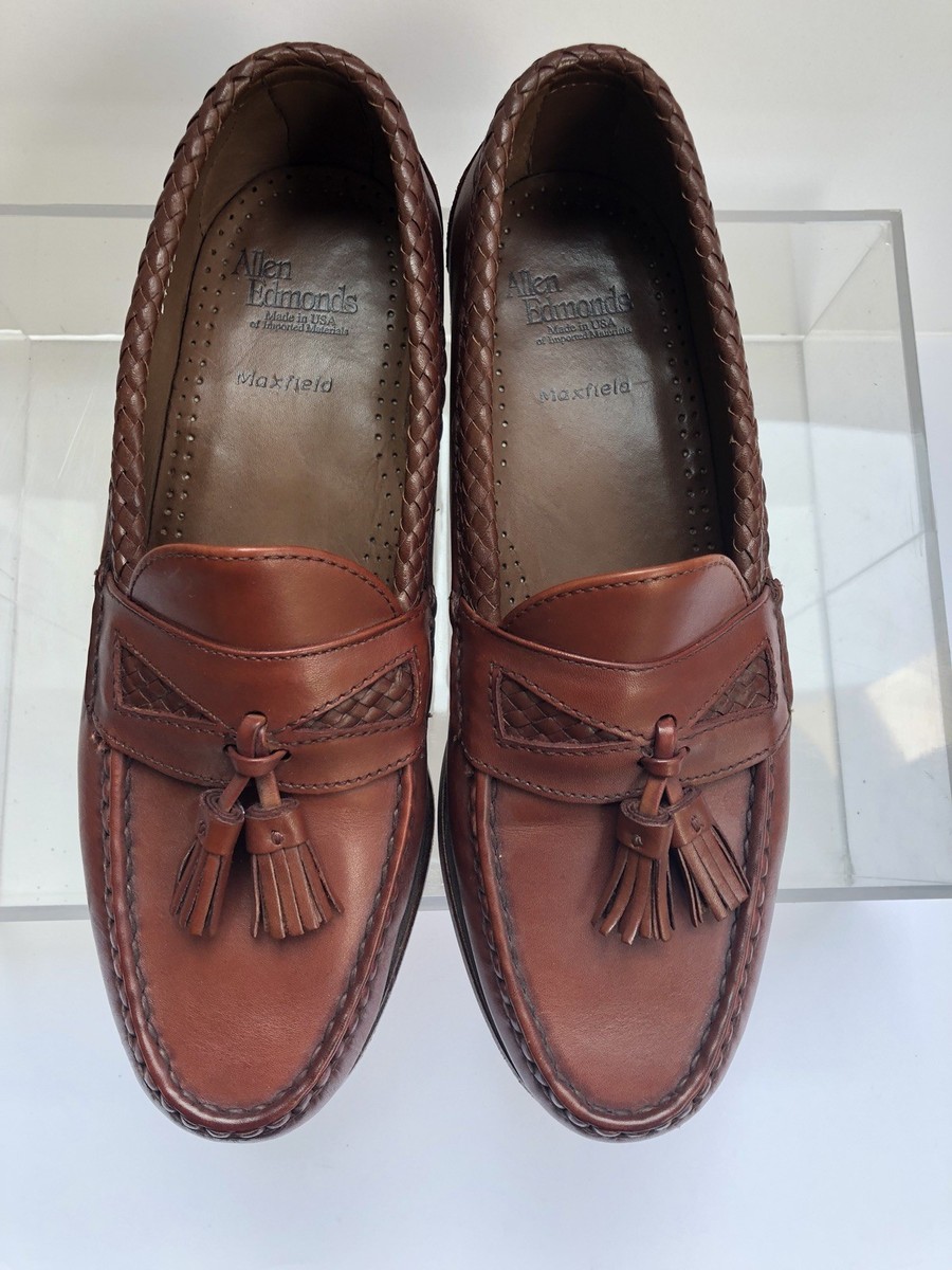 Allen Edmonds Brookwood Brown Leather Woven Tassel Loafer  display picture 2