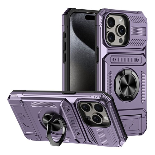 For T-Mobile REVVL 7 Pro, Shockproof Ring Stand Magnetic Card Holder Case Cover - 第 19/20 張圖片