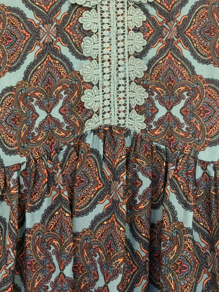 Robe smockée Bonnie Jean fille 12 ans cachemire sarcelle taille 4-6 petite femme - Photo 4/4