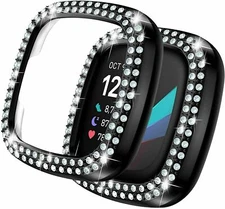 For Fitbit Versa 4 /Sense 2 Bling Case Covers Diamond Protective Bumper Shell