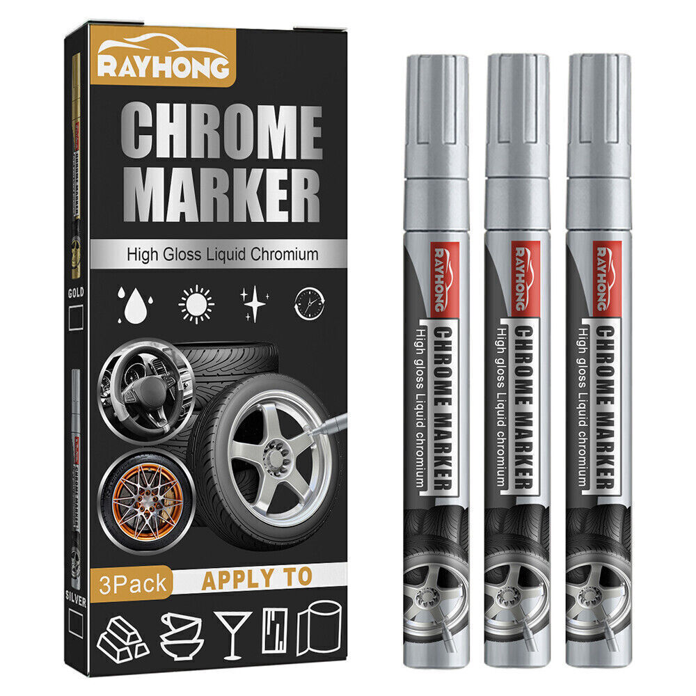 3PCS Liquid Mirror Chrome Marker Set DIY Car Paint Pens Metal Marker