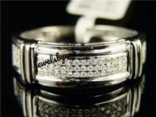 Men's Birthday Gift 2 Ct Tester Passing Moissanite 2 Row Band Ring 925 Silver