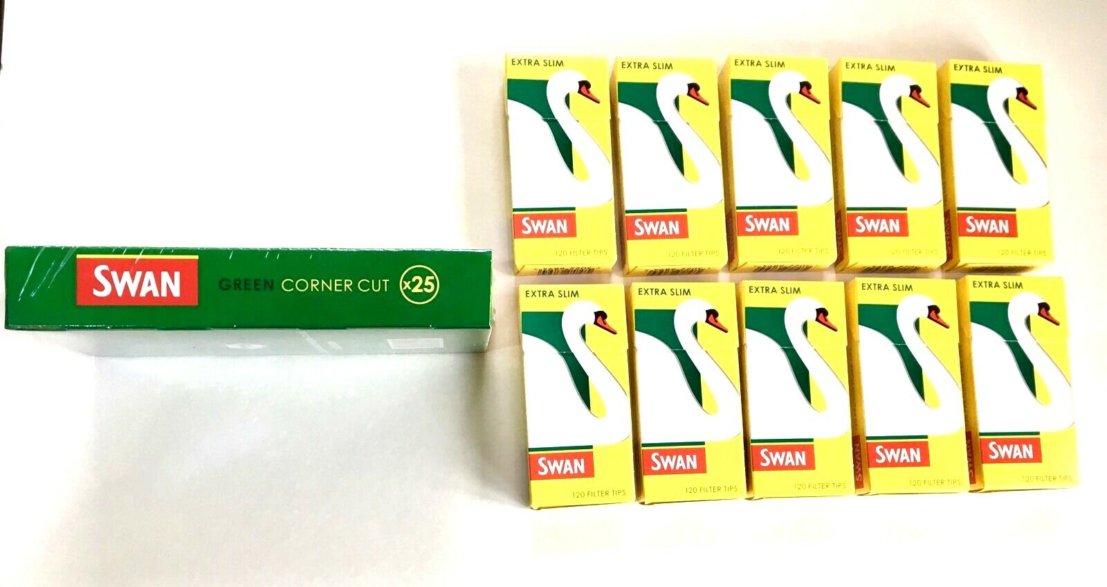 1250 X SWAN Green Regular Rolling Papers and 1200 X Swan Extra Slim