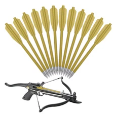 12pcs Mud Color Miniature Crossbow Bolts Plastic Body with Sharp Metal Point Tip