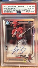 2021 Bowman Chrome-Prospect Autographs Jose Bonilla (AU, RC) GEM MINT PSA 10