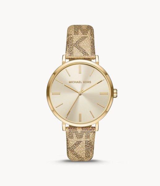 Michael Kors Addyson 40 mm Gold Alloy Case with Gold PVC Strap  