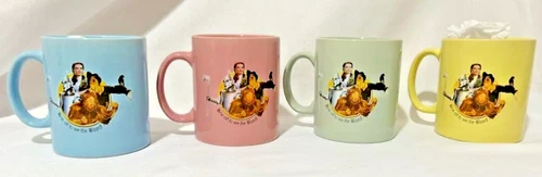 Wizard of Oz Coffee Mug Set of 4 Pastel Colors Dorothy, Lion, Tinman, Scarecrow