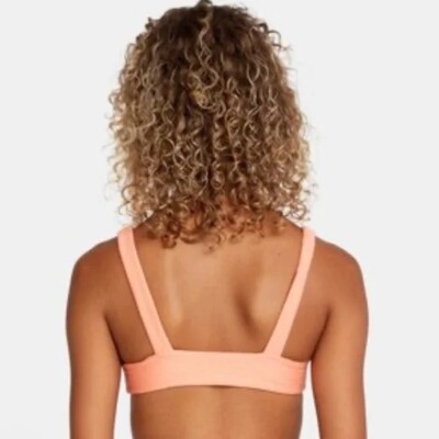 RVCA La Jolla Tie Front Bikini Top Textured Removable Cups Coral