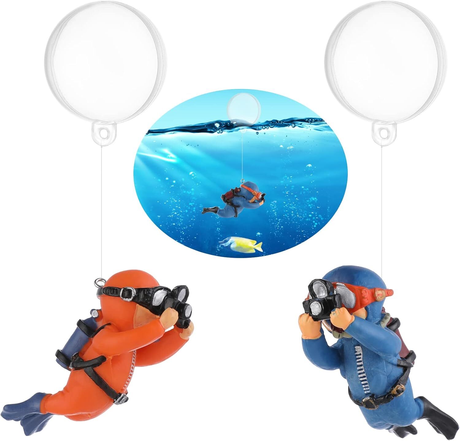 cobee Diver Aquarium Decorations, 2PCS Floating Fish Tank Decor Aquarium...