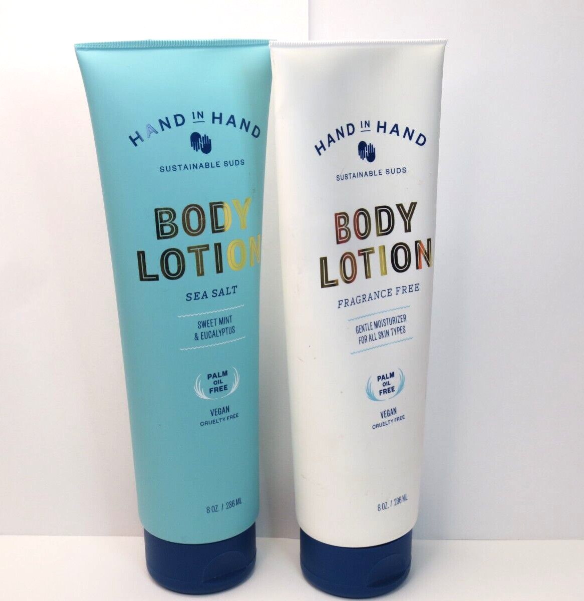 HAND IN HAND BODY LOTION MIX 2 PCS SEA SALT & FRAGRANCE FREE 8 OZ EACH