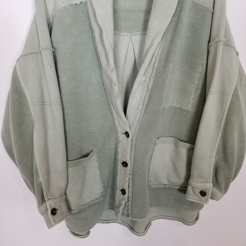 Free People Women Jordan Jacket Sz L Bleached Military Shacket Oversized Button - Picture 3 of 11