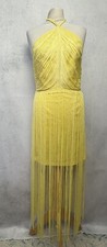 Yellow Fringed Halter Neck Dress Size S Polyester Women's