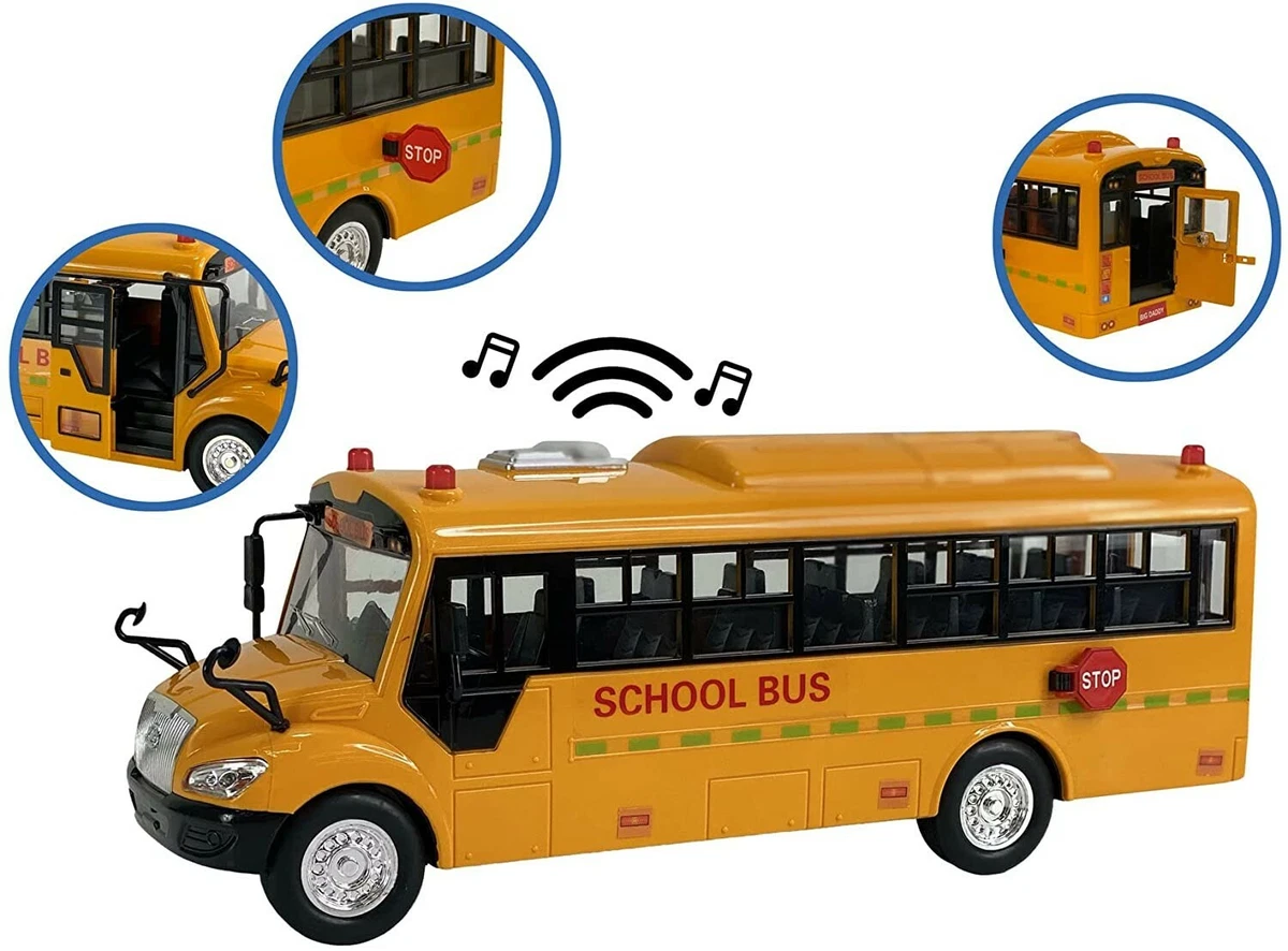 Yellow School Bus Lights And Songs a Cool Openable Doors Pull Back Toy Big Daddy