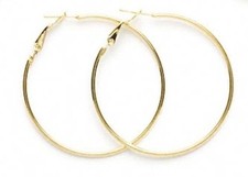 Earring Hoops, 1 Pair Gold Plated Steel 50mm Round Hoop Earrings