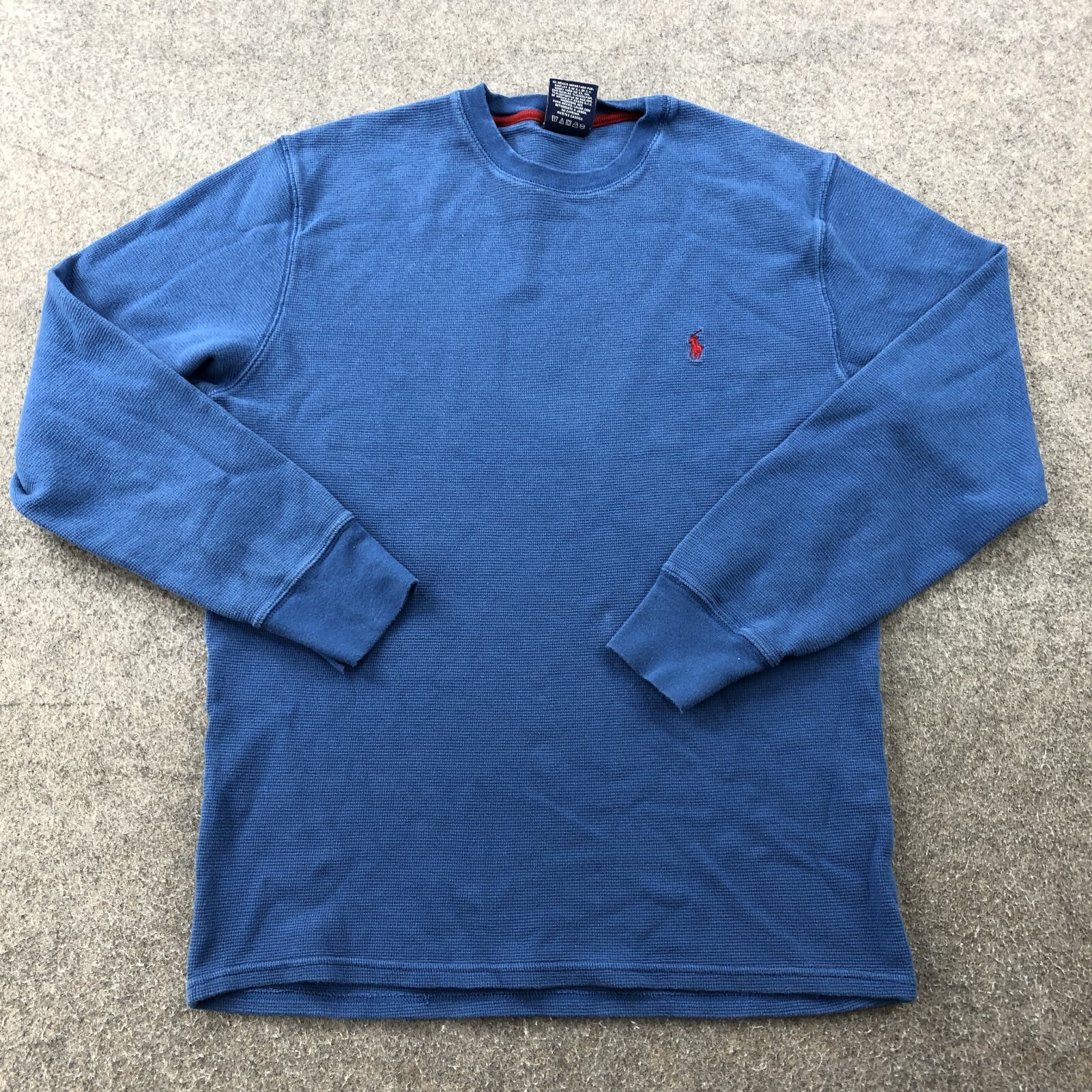 Polo Ralph Lauren Camicia Uomo XL Blu Rosso Pony Girocollo Maglia Termica Ricamata
