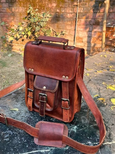 Leather Laptop Messenger Bag Satchel Handmade Genuine Men's Vintage Shoulder - Picture 6 of 9