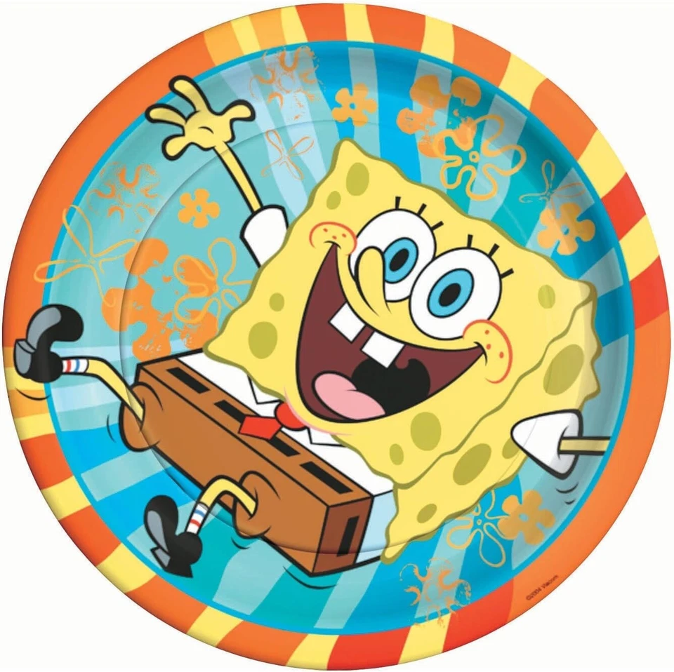 SPONGEBOB BUDDIES PAPER DINNER PLATES 9" DIAMETER 8 ct Pack - PARTY SUPPLIES - Image 2 of 4