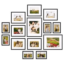 14 Pack Black Picture Frames with Mat for Various Sizes Photos, Assorted Matt...