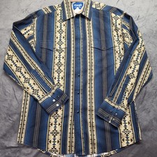 Vintage Wrangler Western Shirt Snap Front Cowboy Aztec 90s MEDIUM