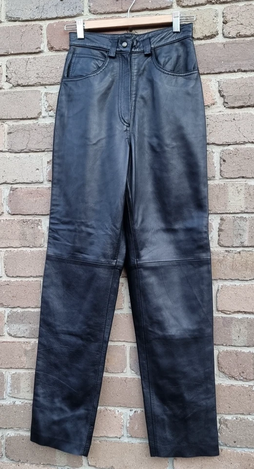 Black Soft 100% Genuine Leather Pants Size 6 High Rise - image 3 of 4