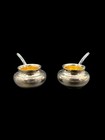 Puiforcat Silver Plated Pair of Open Salt Cellars With Crystal Spoons ,118g Each — photo 1