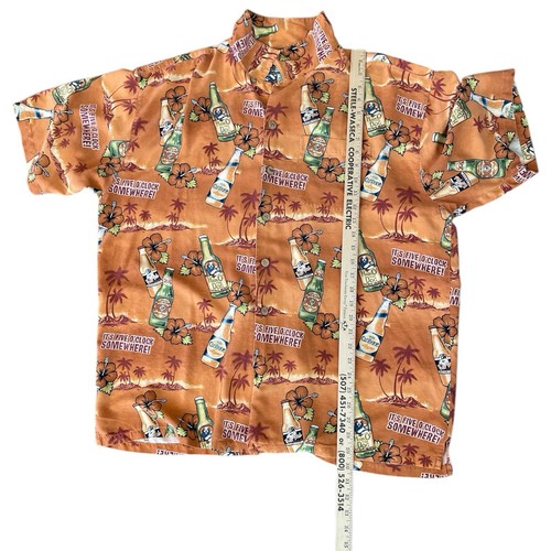 Big Dogs Resort Wear 100% Silk Button Up Shirt All Over Print Mens XL Beer Beach - Picture 8 of 10