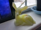 Fenton Custard Satin Uranium signed deer