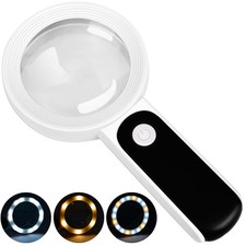 Magnifying Glass with Light, High Magnification Handheld 3.15inch, White
