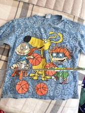 Vintage 90s Y2K Nickelodeon Rugrats Tee Shirt Graphic Medium M 5-6 Basketball