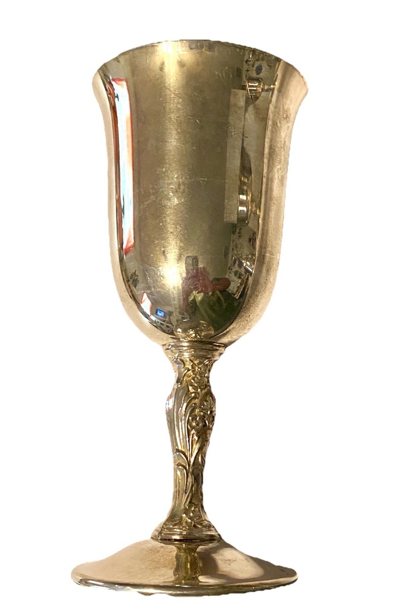 Antique William Rogers 395 Silver Plate Goblet W Floral Stem Minor