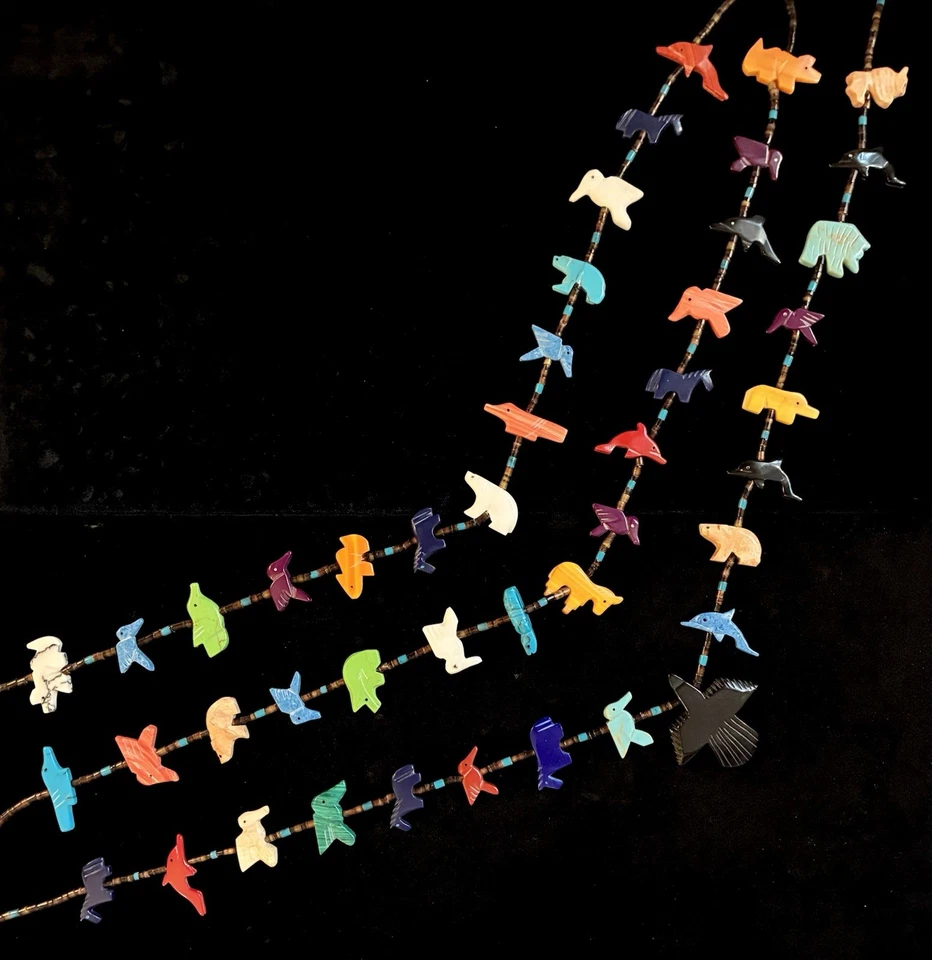 COLLAR FETICHE ANIMAL 45 VINTAGE 3 HEBRAS PÁJARO TURQUESA PLATA SUROESTE Foto 2 de 4