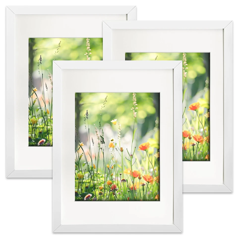3 Pack Bilderrahmen 21x29.7cm, A4 weiß Bilderrahmen mit 15x20cm Passepartout,... - Bild 1 von 4