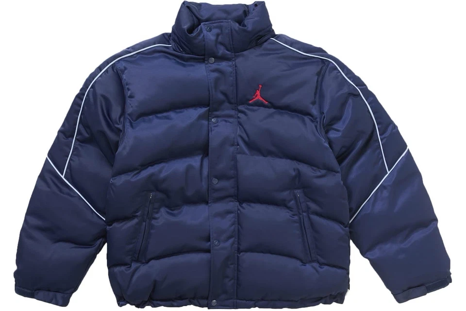 Supreme x Jordan Men's Puffer Jacket with Removable Hood FW24J2 Navy - Image 3 of 4
