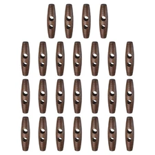25pcs Wooden Toggle Buttons 50mm Double Hole Olive Sewing Button, Brown
