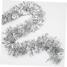 Thick Fat Garland Decorations, 5.12 Inch Width Metallic Foil Tinsel Silver