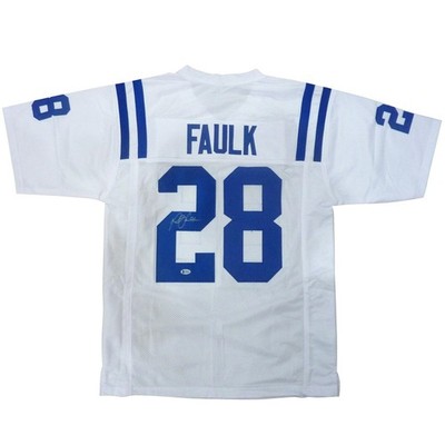 Marshall Faulk Autographed Indianapolis Colts (White #28) Custom Jersey - Becket