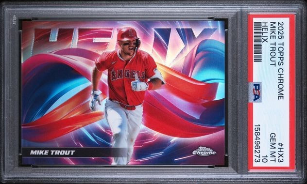 Topps Chrome 2025 Mike Trout #HX-3 Helix SP Short Print PSA 10 Angels