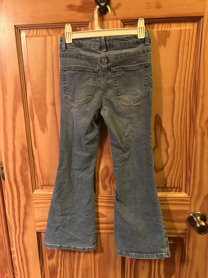 Jessica Simpson Lulu Ultra Flare Distressed Button Fly Jeans Kids Size 8 - Image 2 of 4