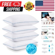 Cooling Bed Pillows Queen Size Set of 4, Shredded Memory Foam Pillows Cool Co...